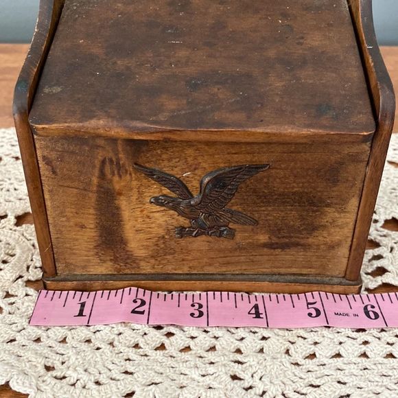 Vintage  American Eagle Wooden Recipe Box - Picture 9 of 11